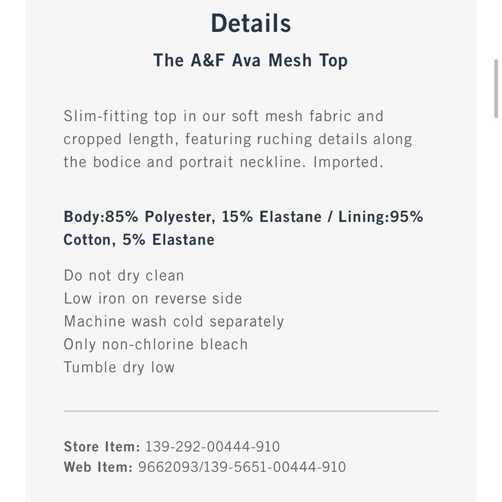 Abercrombie & Fitch Ava Mesh Black Top- SMALL - Picture 7 of 7